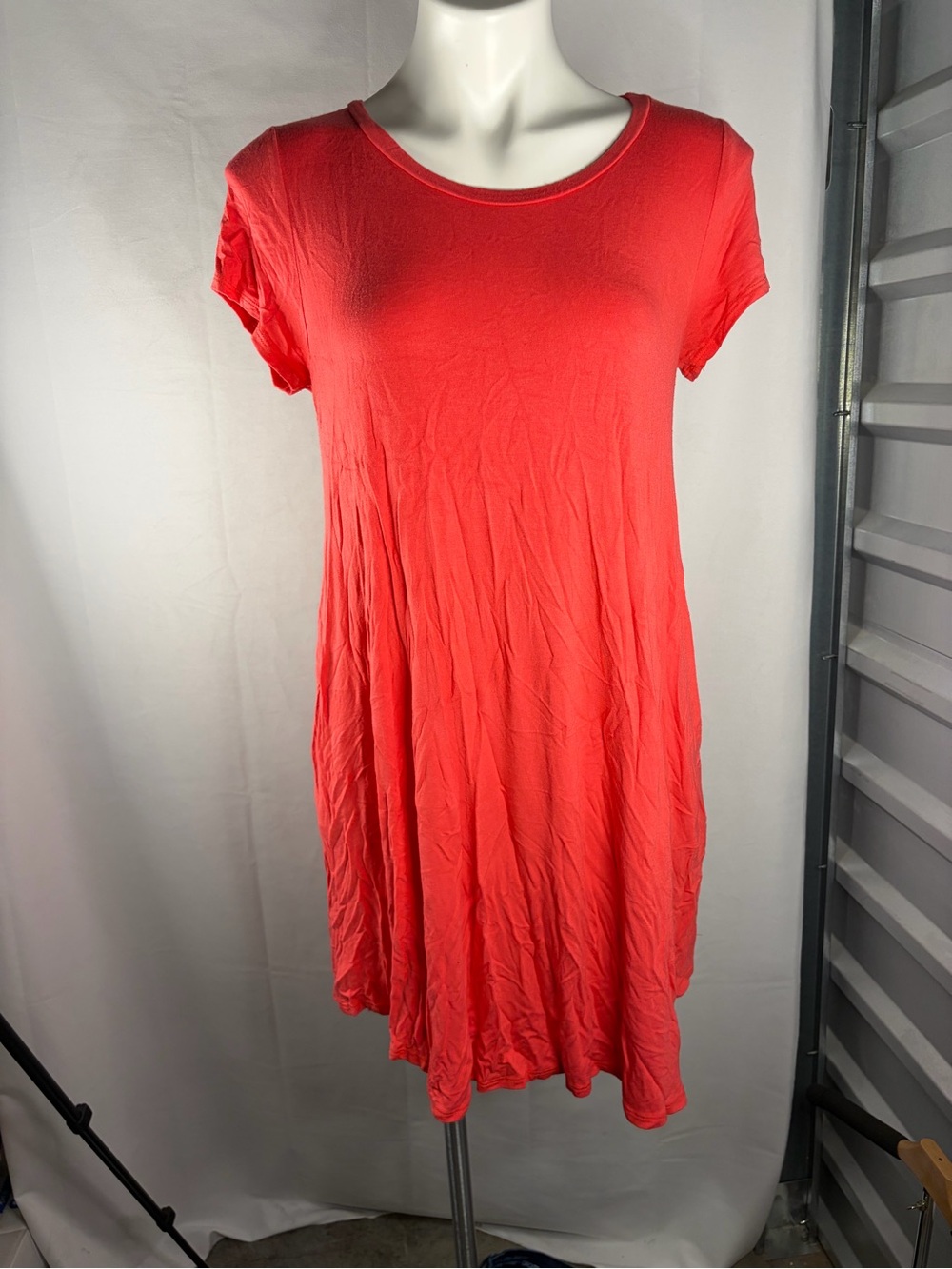 Women's Short-Sleeve Coral Swing Dress